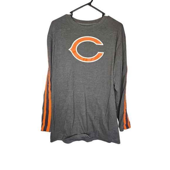 VTG CHICAGO BEARS LONG SLEEVE SHIRT GRAY ORANGE BLUE MENS LARGE NFL TEAM APPAREL - Picture 1 of 4